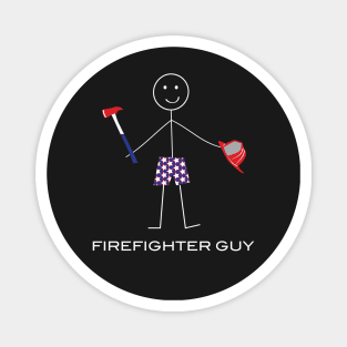 Funny Mens Firefighter Guy Illustration Magnet